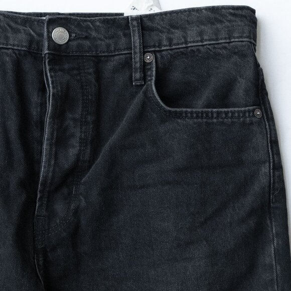 We the Free Taper Baggy Boyfriend Jeans Grunge Goth Charcoal Black Ankle Fray - Picture 11 of 15